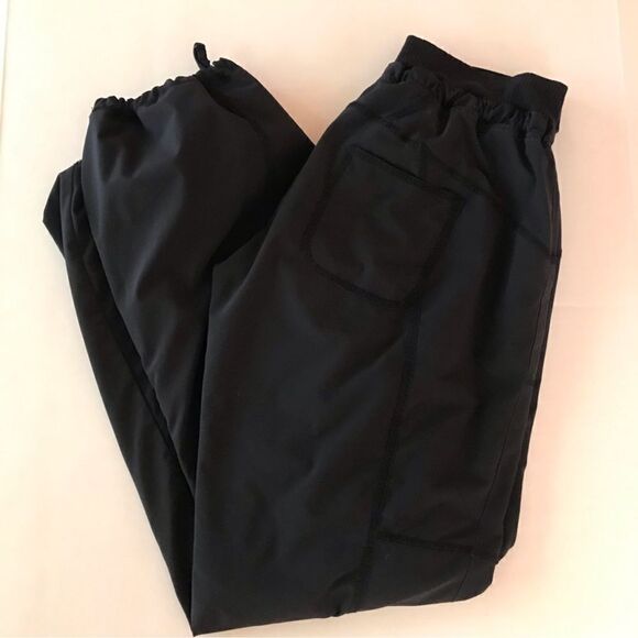 Athleta Lined Double Time Allegro Pants Joggers Cinch Hems Black 2 - Picture 2 of 5